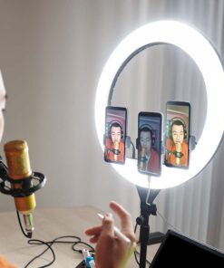 Επιτραπέζιο/δαπέδου φωτιστικό ring light LED 55W 3 σε 1 CCT Μαύρου Χρώματος Dimmable V-TAC – 23047