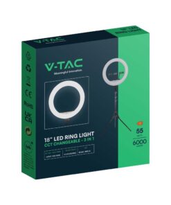 Επιτραπέζιο/δαπέδου φωτιστικό ring light LED 55W 3 σε 1 CCT Μαύρου Χρώματος Dimmable V-TAC – 23047