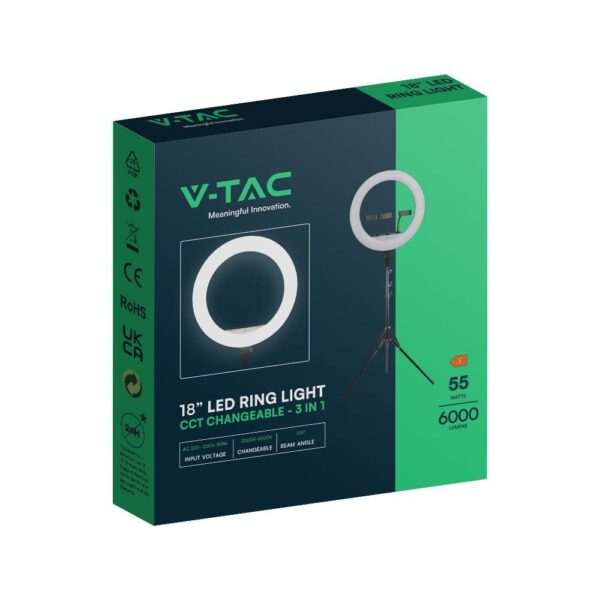 Επιτραπέζιο/δαπέδου φωτιστικό ring light LED 55W 3 σε 1 CCT Μαύρου Χρώματος Dimmable V-TAC – 23047
