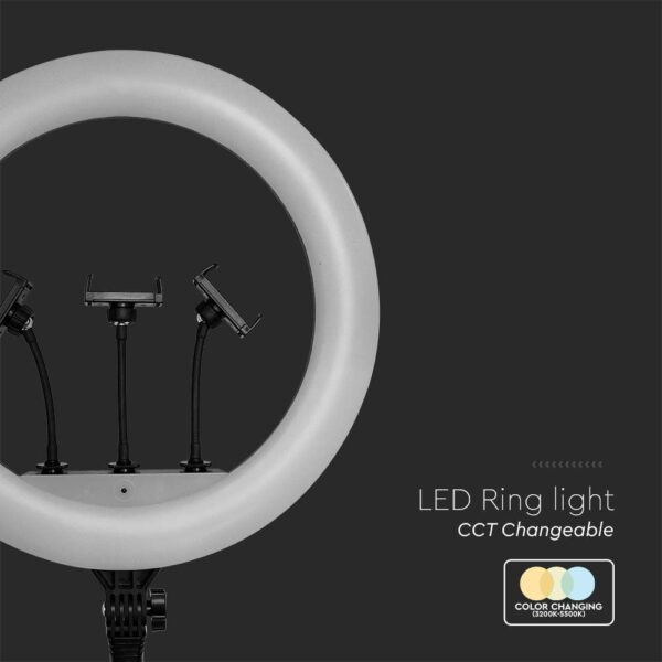 Επιτραπέζιο/δαπέδου φωτιστικό ring light LED 55W 3 σε 1 CCT Μαύρου Χρώματος Dimmable V-TAC – 23047