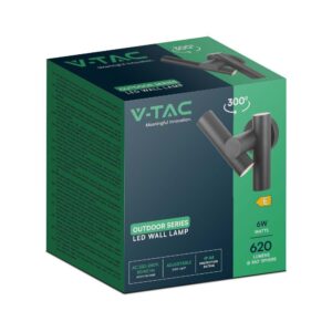 Απλίκα Τοίχου LED 6W 3000K Μαύρου Χρώματος IP44 V-TAC – 10473