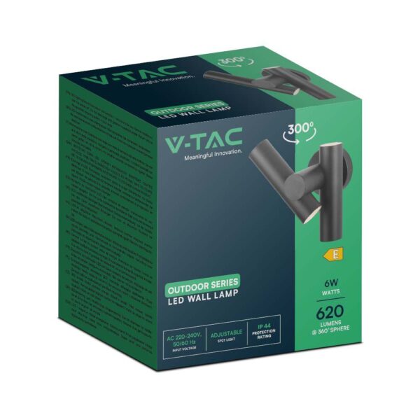 Απλίκα Τοίχου LED 6W 3000K Μαύρου Χρώματος IP44 V-TAC – 10473