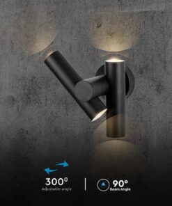 Απλίκα Τοίχου LED 6W 3000K Μαύρου Χρώματος IP44 V-TAC – 10473