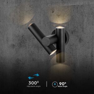 Απλίκα Τοίχου LED 6W 3000K Μαύρου Χρώματος IP44 V-TAC – 10473