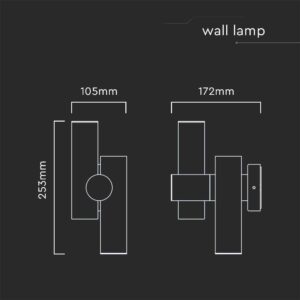 Απλίκα Τοίχου LED 6W 3000K Μαύρου Χρώματος IP44 V-TAC – 10474