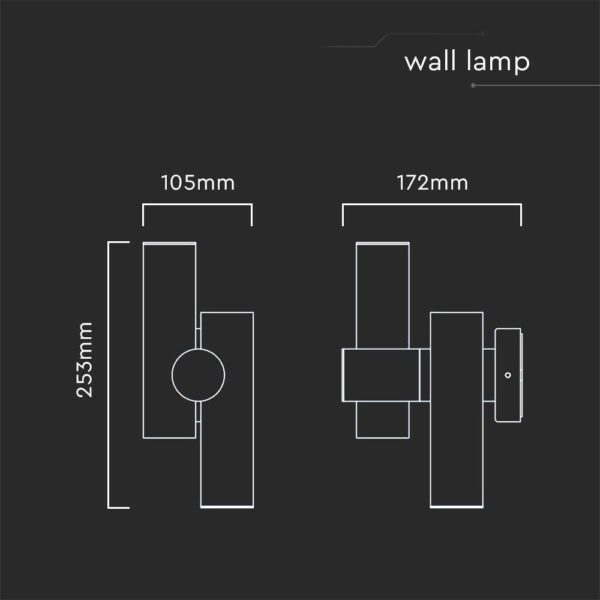 Απλίκα Τοίχου LED 6W 3000K Μαύρου Χρώματος IP44 V-TAC – 10474