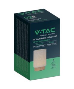 Επιτραπέζιο Επαναφορτιζόμενο Φωτιστικό LED 3W 3000K Μπεζ και Ξύλο V-TAC – 23090VT