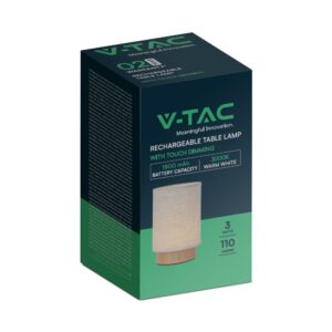 Επιτραπέζιο Επαναφορτιζόμενο Φωτιστικό LED 3W 3000K Μπεζ και Ξύλο V-TAC – 23090VT