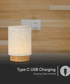 Επιτραπέζιο Επαναφορτιζόμενο Φωτιστικό LED 3W 3000K Μπεζ και Ξύλο V-TAC – 23090VT