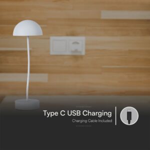 Επιτραπέζιο Επαναφορτιζόμενο Φωτιστικό LED 3W 3000K Λευκό V-TAC – 23092VT