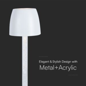 Επιτραπέζιο Επαναφορτιζόμενο Φωτιστικό Led 3W 3000K Λευκού Χρώματος V-TAC – 23094VT