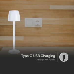 Επιτραπέζιο Επαναφορτιζόμενο Φωτιστικό Led 3W 3000K Λευκού Χρώματος V-TAC – 23094VT