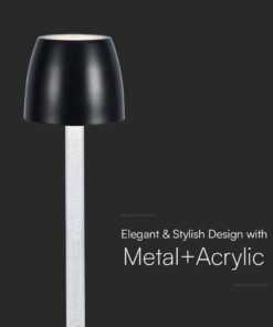 Επιτραπέζιο Επαναφορτιζόμενο Φωτιστικό LED 3W 3000K Dimmable Μαύρου Χρώματος V-TAC – 23095VT