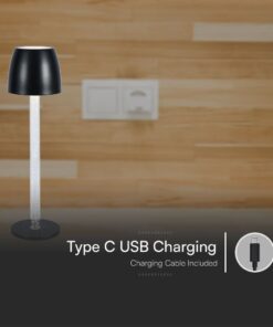 Επιτραπέζιο Επαναφορτιζόμενο Φωτιστικό LED 3W 3000K Dimmable Μαύρου Χρώματος V-TAC – 23095VT