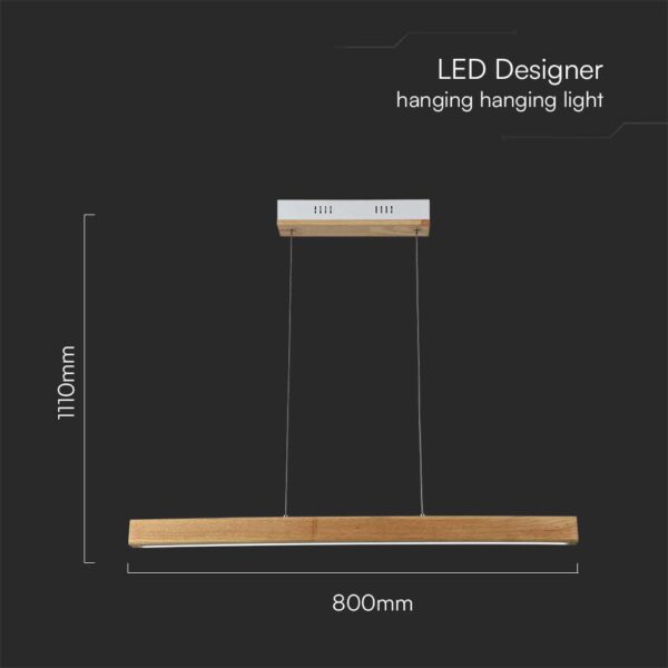 Κρεμαστό Φωτιστικό LED 12W 4000K Ξύλινου Χρώματος V-TAC – 23100VT