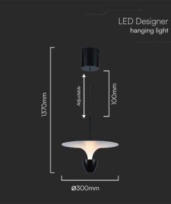 Κρεμαστό Φωτιστικό LED 9W 3000K Προσαρμοσμένο Ύψος Λευκού και Μαύρου Χρώματος V-TAC – 23101VT