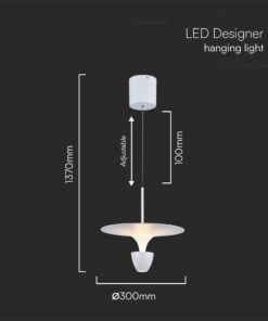 Κρεμαστό Φωτιστικό LED 9W 3000K Λευκού Χρώματος το Ύψος Προσαρμόζεται V-TAC – 23102VT