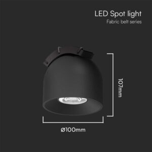 LED φωτιστικό spot για Υφασμάτινο καλώδιο 12W 3000K Μαύρου Χρώματος V-TAC – 23104
