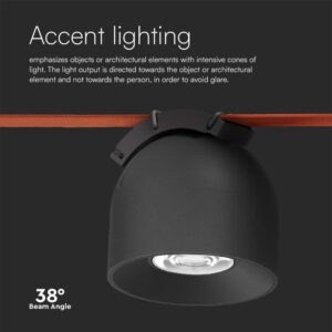 LED φωτιστικό spot για Υφασμάτινο καλώδιο 12W 3000K Μαύρου Χρώματος V-TAC – 23104