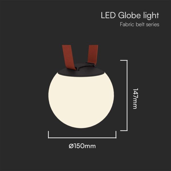 LED φωτιστικό σφαίρα για υφασμάτινο καλώδιο 10W 3000K Μαύρου Χρώματος V-TAC – 23108