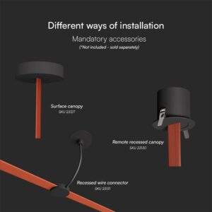LED φωτιστικό σφαίρα για υφασμάτινο καλώδιο 10W 3000K Μαύρου Χρώματος V-TAC – 23108