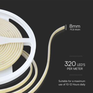 Tαινία LED COB DC:24V 10W/m IP67 6500K V-TAC – 23140