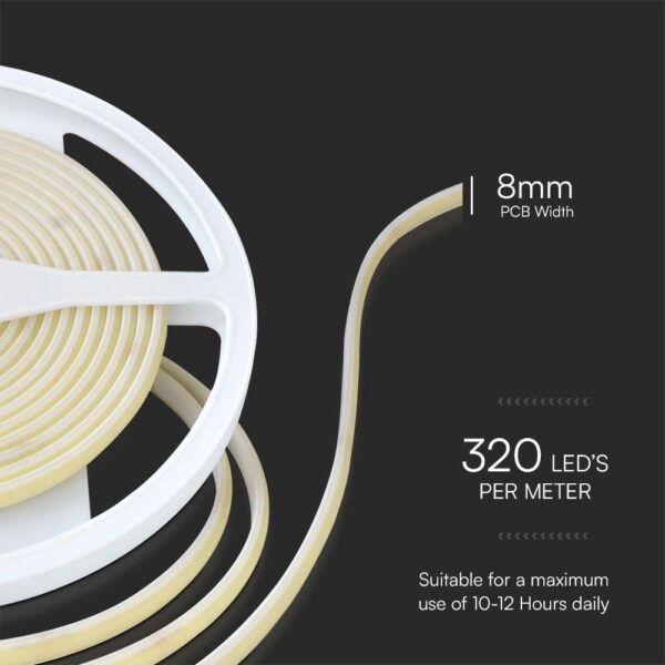 Tαινία LED COB DC:24V 10W/m IP67 6500K V-TAC – 23140