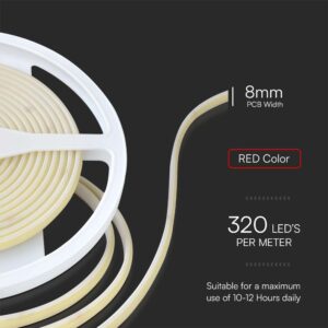 Tαινία LED COB DC:24V 10W/m IP67 κόκκινο V-TAC – 23141