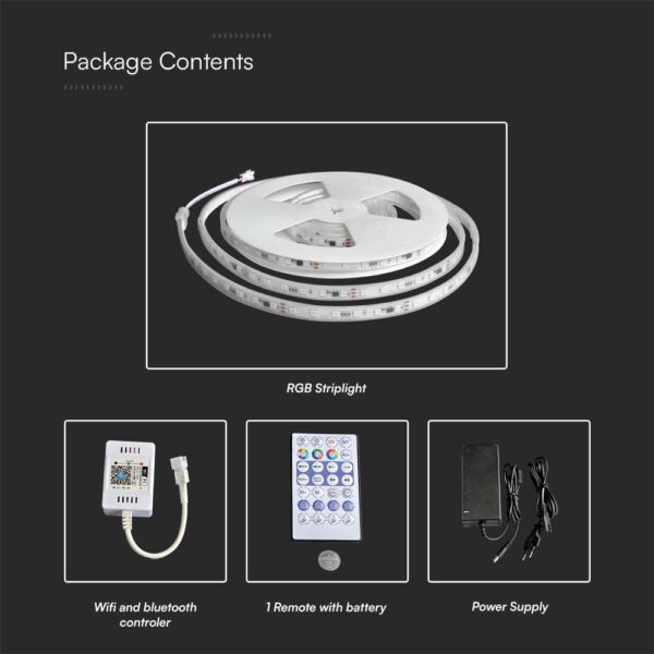 Σετ ταινίας LED Magic SMD5050 24V RGB+CCT IP65 13W/m 5m με τροφοδοτικό και controller WiFi+Bluetooth V-TAC – 23146