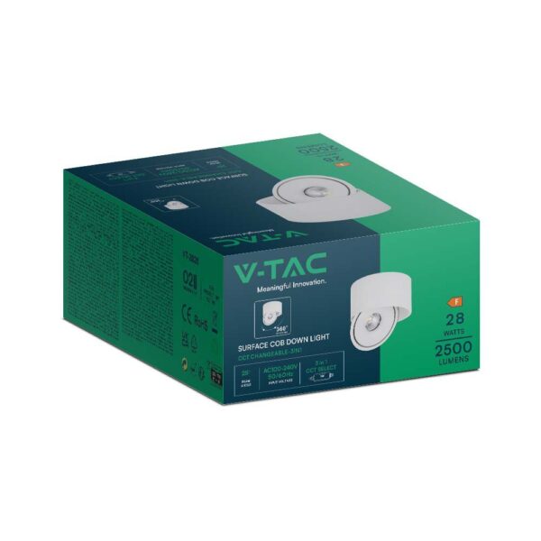 Φωτιστικό Οροφής COB 28W 3 σε 1 CCT Λευκού Χρώματος V-TAC – 23157