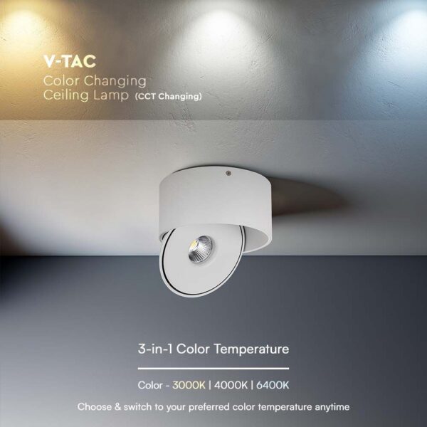 Φωτιστικό Οροφής COB 28W 3 σε 1 CCT Λευκού Χρώματος V-TAC – 23157