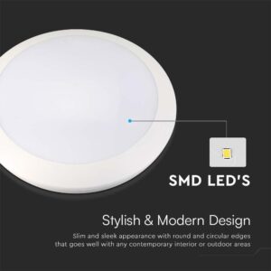 Πλαφονιέρα LED 20W 3000K Λευκού Χρώματος IP66 Με ανιχνευτή  V-TAC – 23160