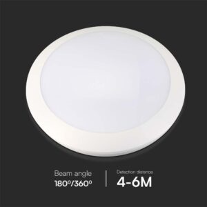Πλαφονιέρα LED 20W 3000K Λευκού Χρώματος IP66 Με ανιχνευτή  V-TAC – 23160