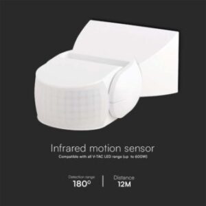 Επιτοίχιος ανιχνευτής κίνησης Infrared Max 600W λευκός IP65 V-TAC – 23161