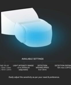 Επιτοίχιος ανιχνευτής κίνησης Infrared Max 600W λευκός IP65 V-TAC – 23161