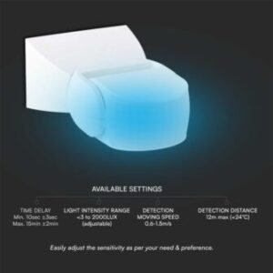 Επιτοίχιος ανιχνευτής κίνησης Infrared Max 600W λευκός IP65 V-TAC – 23161