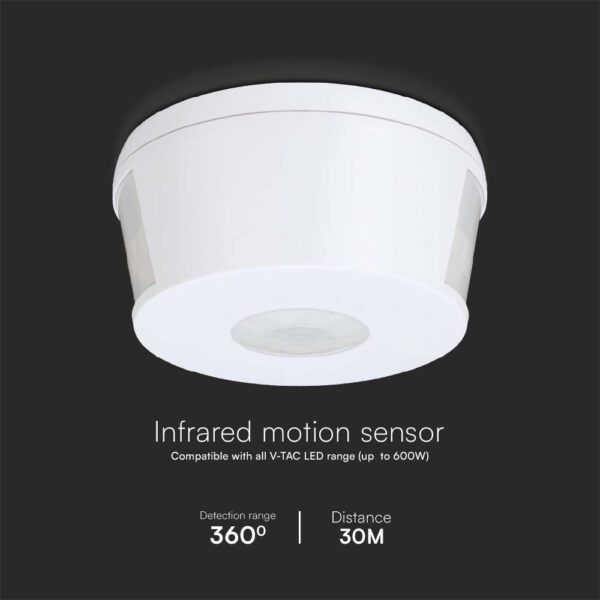 Ανιχνευτής κίνησης οροφής Infrared Max 500W λευκός IP20 V-TAC – 23162
