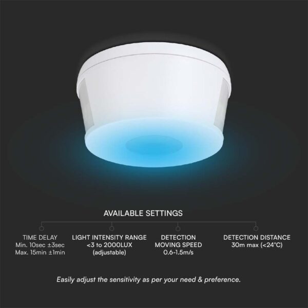 Ανιχνευτής κίνησης οροφής Infrared Max 500W λευκός IP20 V-TAC – 23162