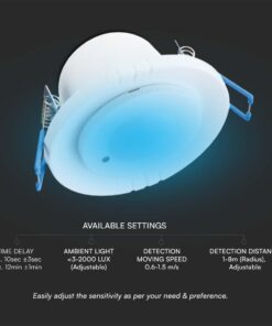 Χωνευτός ανιχνευτής κίνησης μικροκυμάτων Max 300W λευκός V-TAC – 23165