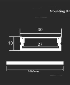 Προφίλ αλουμινίου για ταινίες LED 2000x30x10mm V-TAC – 23176
