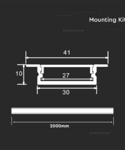 Χωνευτό προφίλ αλουμινίου για ταινίες LED 2000x30x10mm V-TAC – 23177