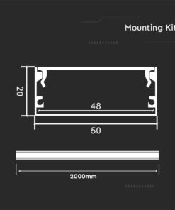 Προφίλ αλουμινίου για ταινίες LED 2000x50x20mm V-TAC – 23178