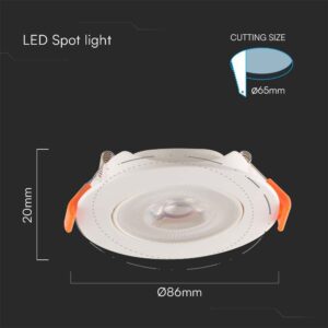 Χωνευτό Φωτιστικό Οροφής LED Samsung SMD 7W 3000K V-TAC – 23182