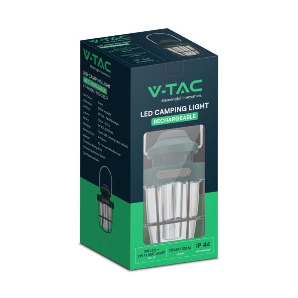 Επαναφορτιζόμενο Φως Κάμπινγ LED 3W CCT Dimmable IP44 Πράσινο V-TAC – 23337VT