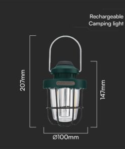 Επαναφορτιζόμενο Φως Κάμπινγ LED 3W CCT Dimmable IP44 Πράσινο V-TAC – 23337VT