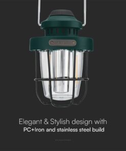 Επαναφορτιζόμενο Φως Κάμπινγ LED 3W CCT Dimmable IP44 Πράσινο V-TAC – 23337VT