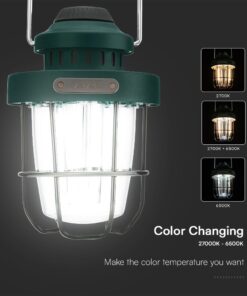 Επαναφορτιζόμενο Φως Κάμπινγ LED 3W CCT Dimmable IP44 Πράσινο V-TAC – 23337VT