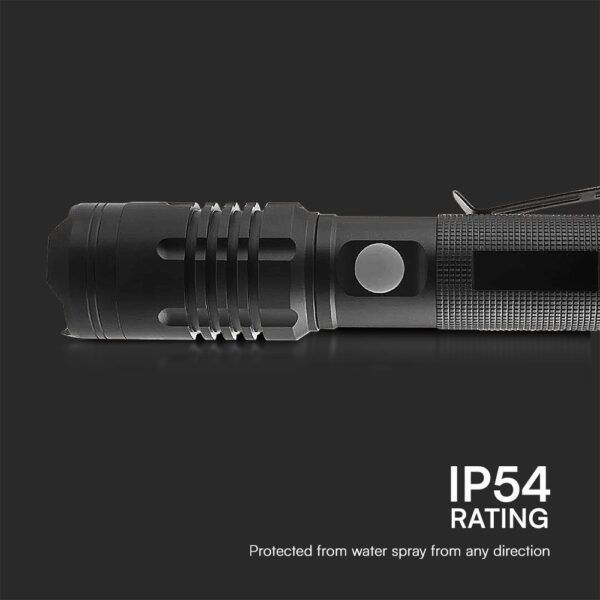 Επαναφορτιζόμενος Φακός LED 10W SMD IP54 Μαύρου Χρώματος V-TAC – 23338VT
