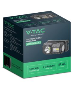 Φακός Κεφαλής Επαναφορτιζόμενος LED 3W RGBW IP44 Μαύρος V-TAC – 23339VT