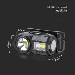 Φακός Κεφαλής Επαναφορτιζόμενος LED 3W RGBW IP44 Μαύρος V-TAC – 23339VT